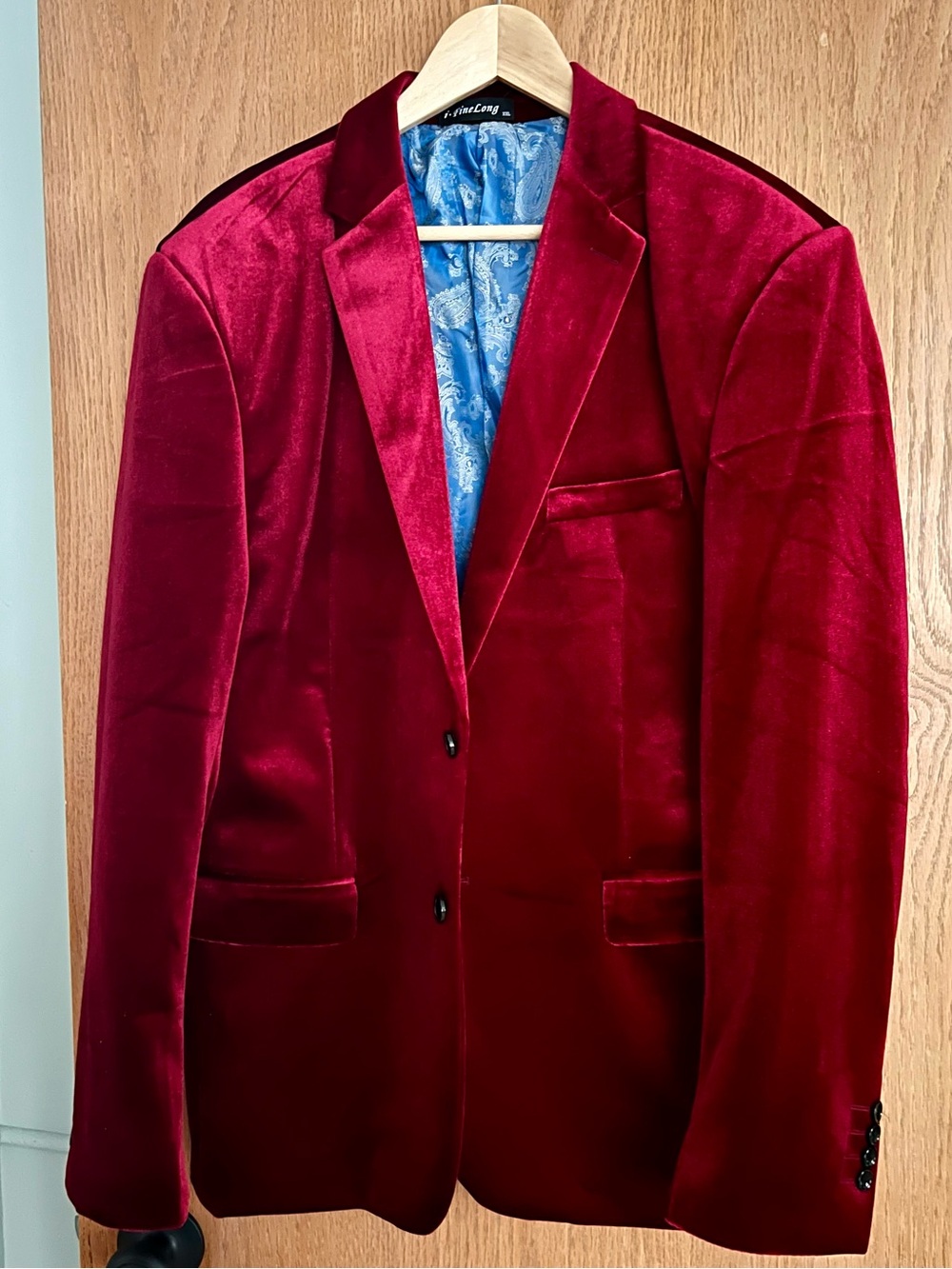 Men's Red Velvet Blazer - Classic Two-Button Sport Coat size extra extra large